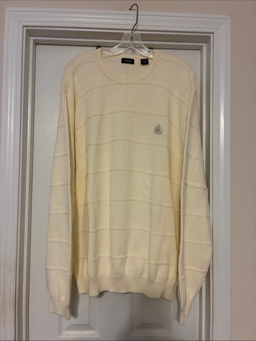 Izod Men's 2XL Cream Textured Crewneck Sweater